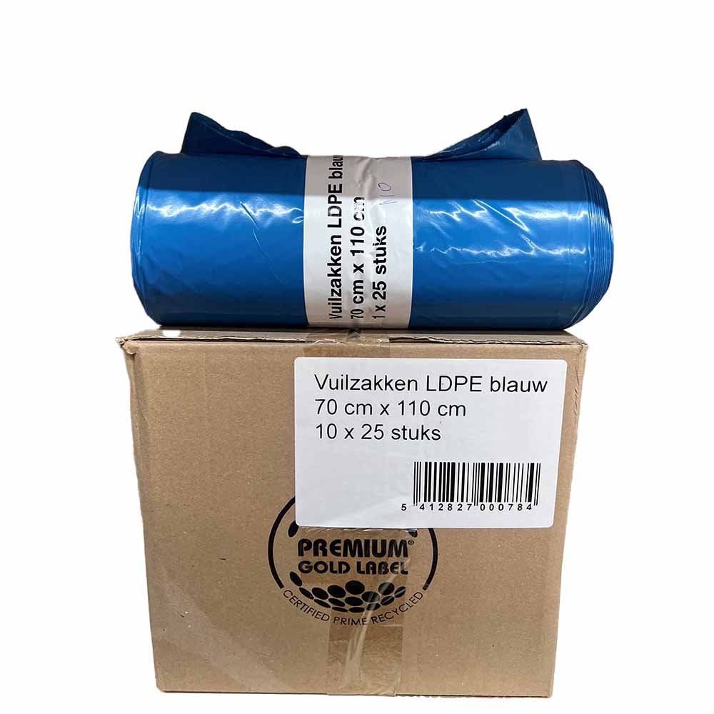 Vuilniszakken LDPE Blauw 110L - 10 x 25 Stuks