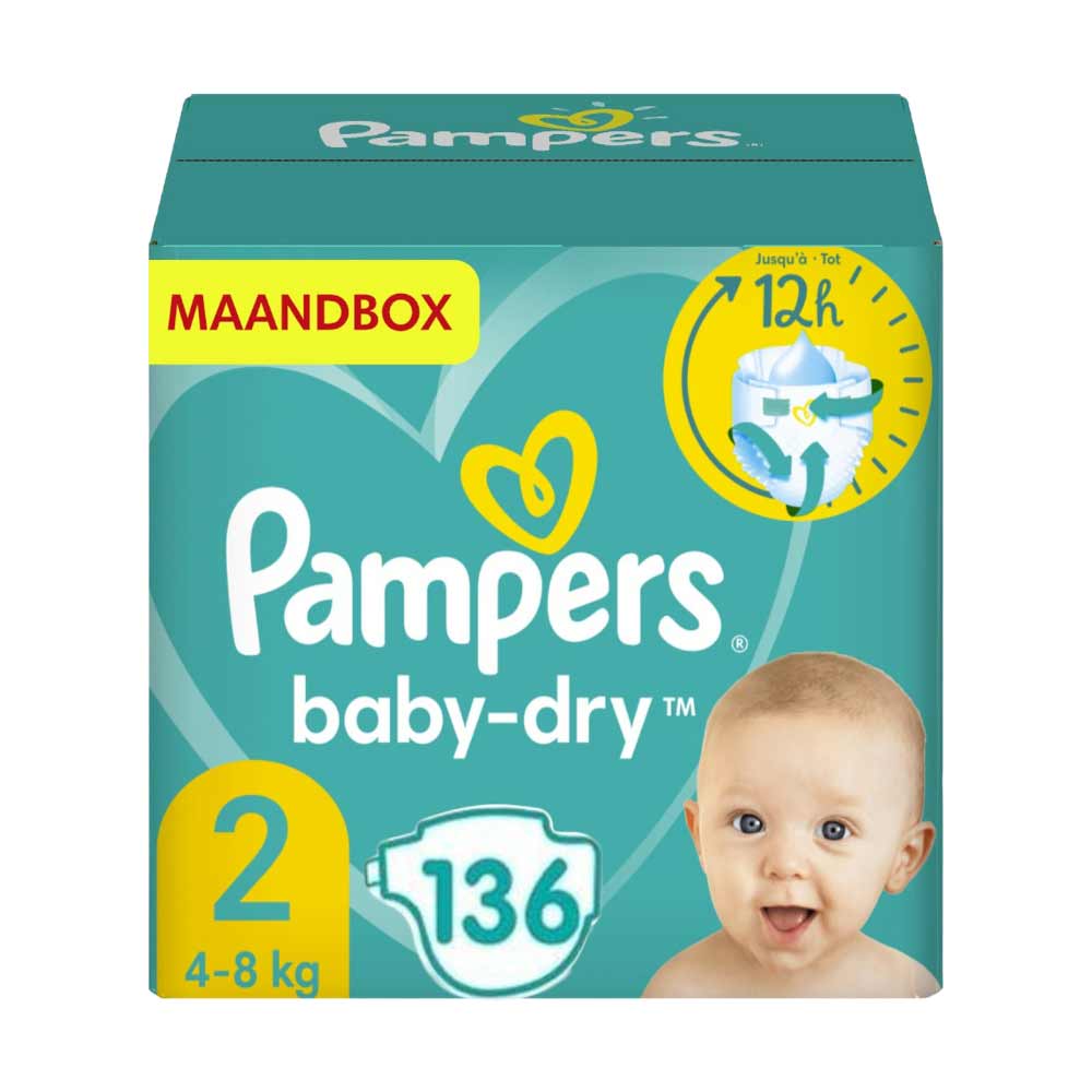 Pampers Baby-dry Maat - 136 Luiers - Voordeelverpakking