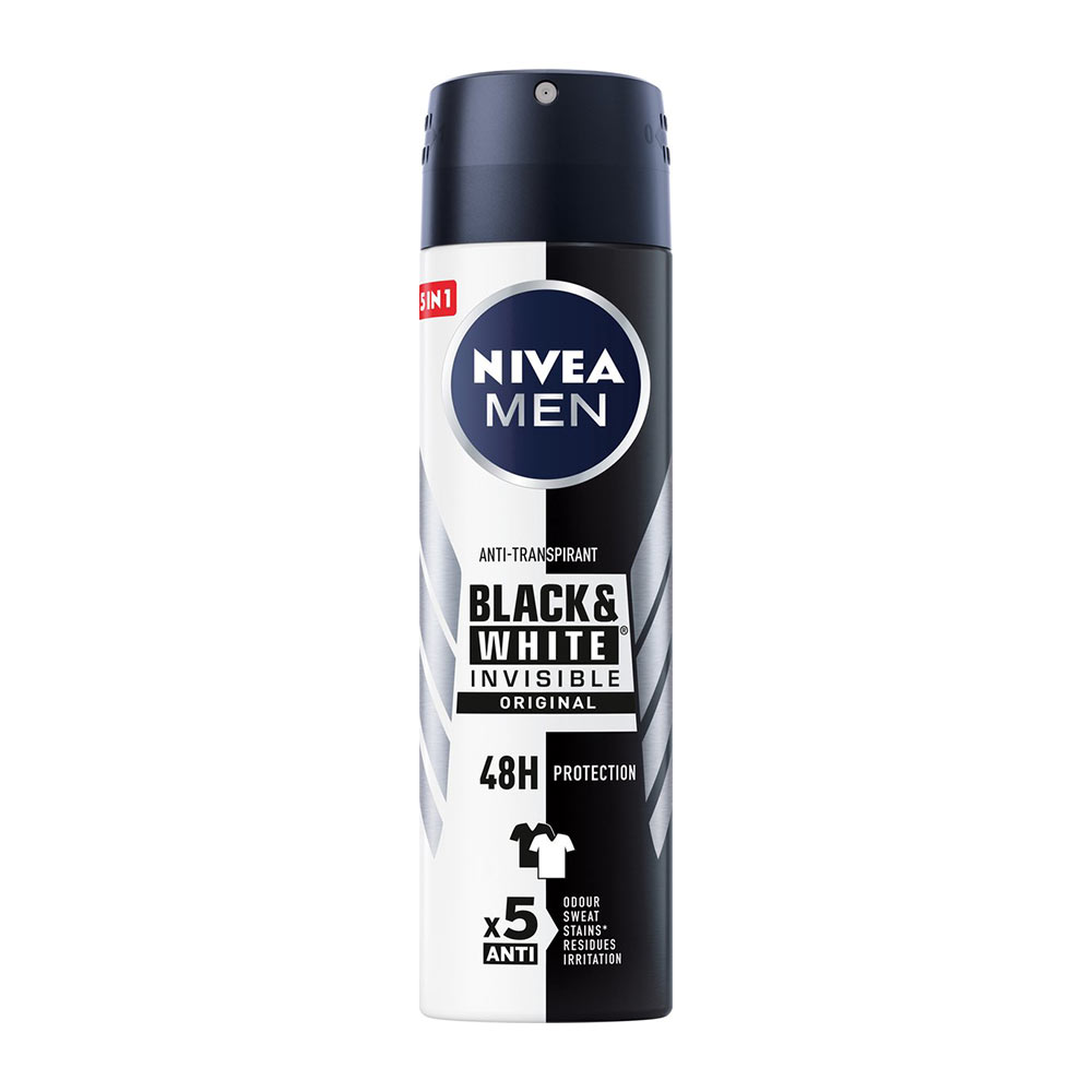 NIVEA MEN Invisible for Black & White Power - 6 x 150 ml - Deodorant Spray