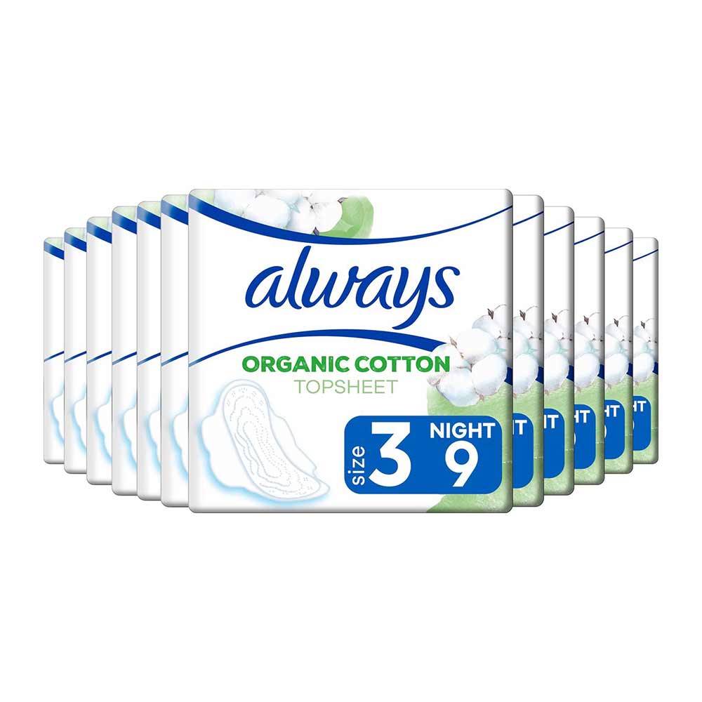 Always Maandverband Organic Cotton - Ultra Night - Maat 3 - 12 x 9 Stuks