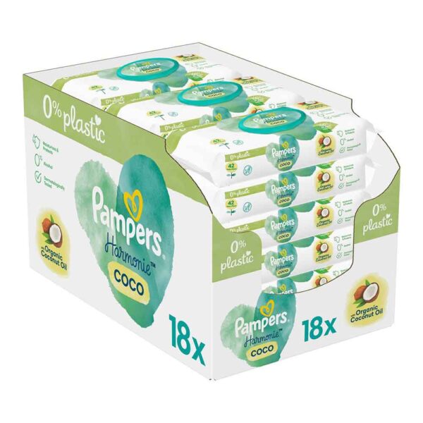 Pampers Harmonie Coco - Babydoekjes met Biologische Kokosolie - 756 Billendoekjes