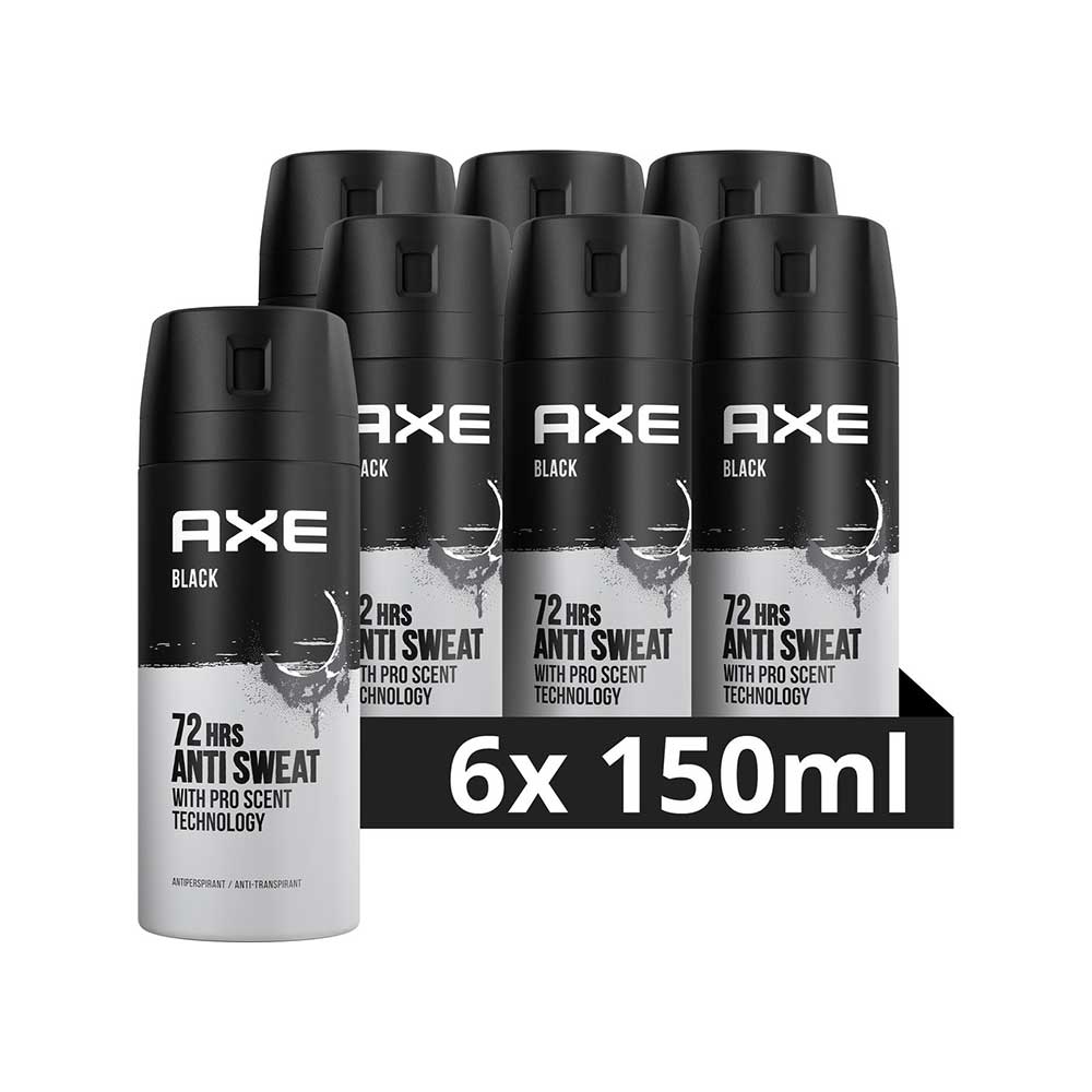 Axe Black Anti-transpirant Deodorant Spray - 6 x 150 ml - Voordeelverpakking