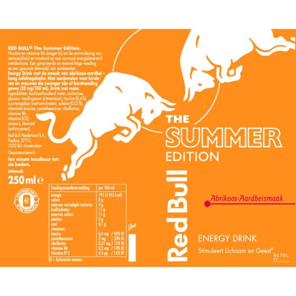 Red Bull Energy Drink - Summer Edition Abrikoos Aardbei - 24 x 250ml