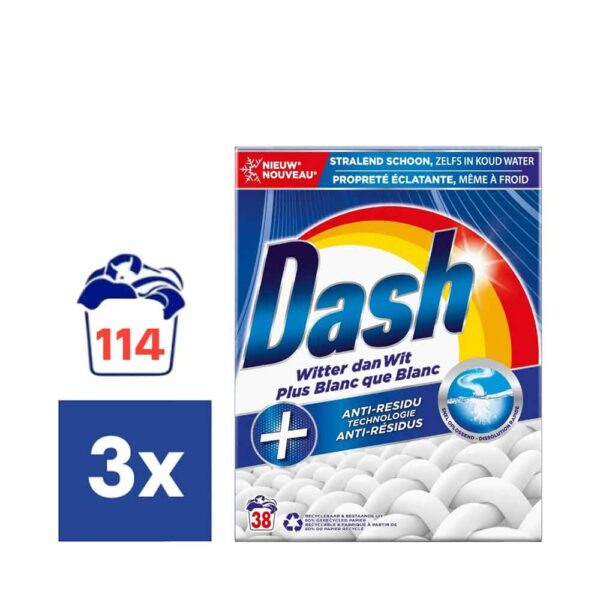 Dash Waspoeder Witter dan Wit - Voordeelverpakking 3 x 38 Wasbeurten