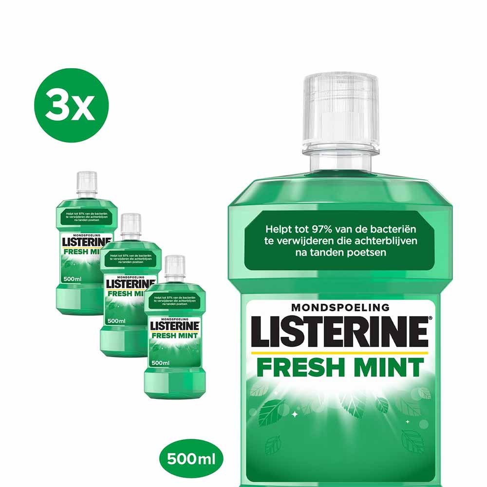 LISTERINE Fresh Mint Mondwater - 3 x 500ml